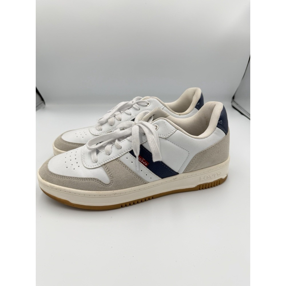 Levi's Drive Lo Sneaker White Indigo Leather Low Top Lace Up Casual Men's 8.5